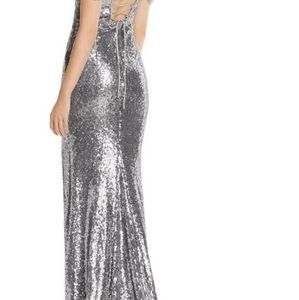 New with tags Bariano evening silver sequin gown